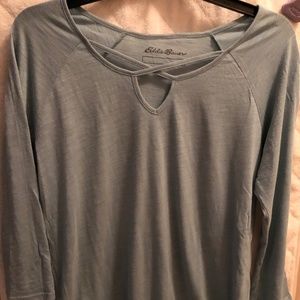 Eddie Bauer Top Womens cotton/modal size S light blue